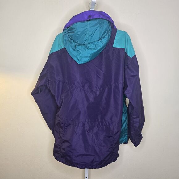 Vintage Columbia Men's M Purple Teal 1/4 Zip Hooded Pullover Windbreaker - Picture 2 of 16